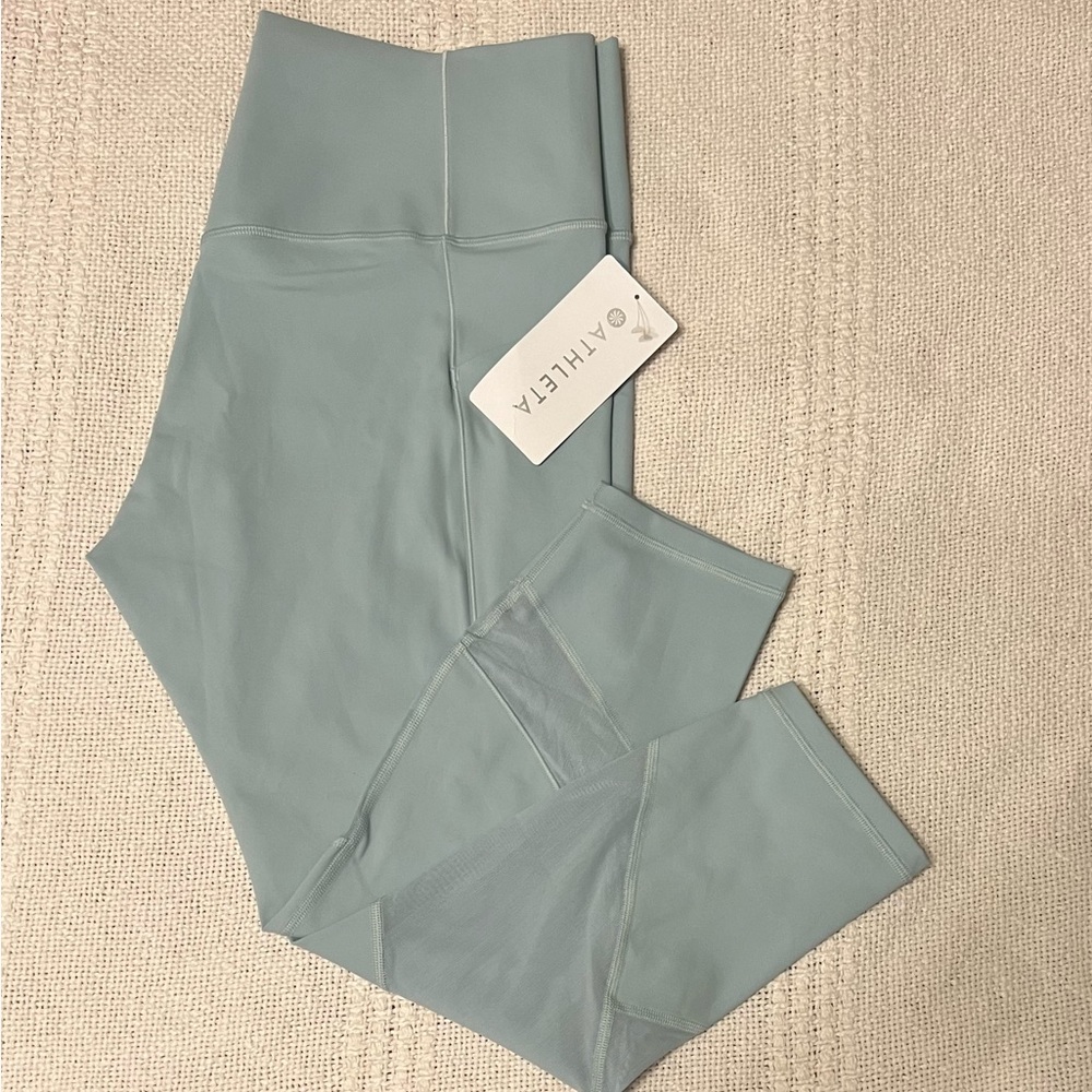 Athleta Mint Green High-Waist Mesh-Detail Leggings - Picture 7 of 8
